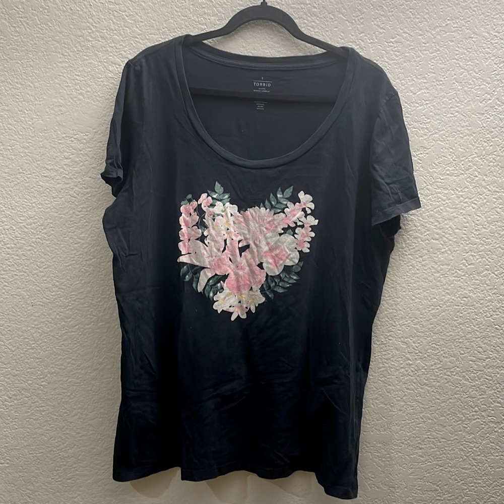 Torrid Heart Vintage Cotton Slub Crew Neck Tee Size 3X